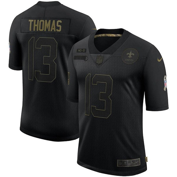 Men's New Orleans Saints #13 Michael Thomas 2020 Black Salute To Service Limited Stitched NFL Jersey